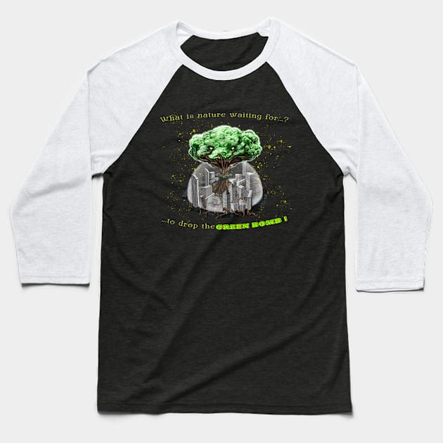 Green Bomb Baseball T-Shirt by Pea Nuts